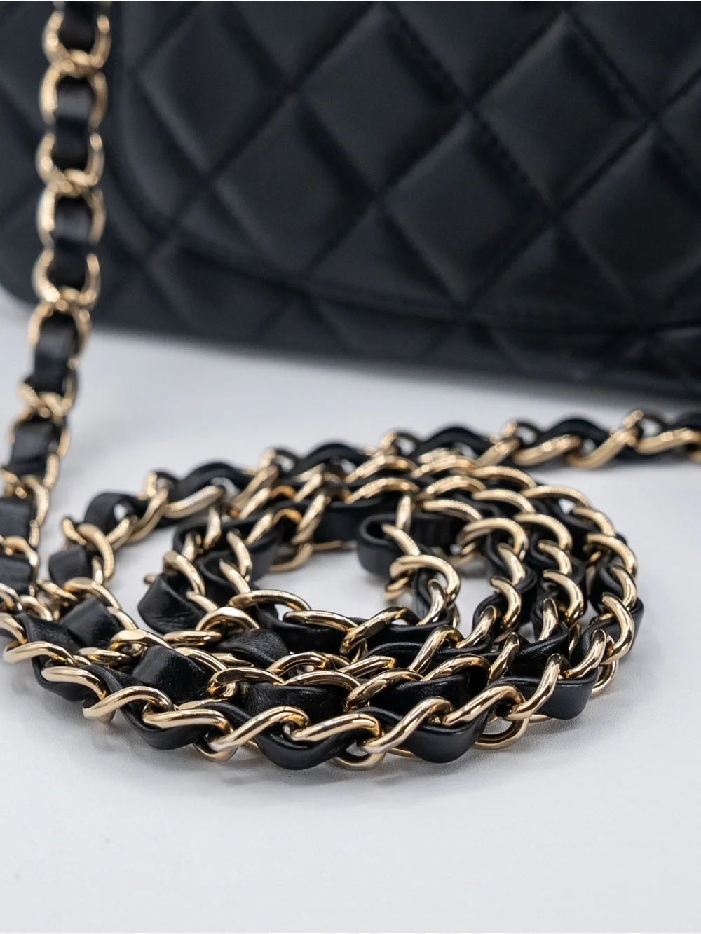 CHANEL Lambskin Quilted Mini Rectangular Flap Black